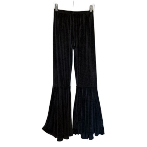 Mother Hustler Black Velour Pull on Pants Flare Bell Bottom Size Medium - Picture 1 of 7